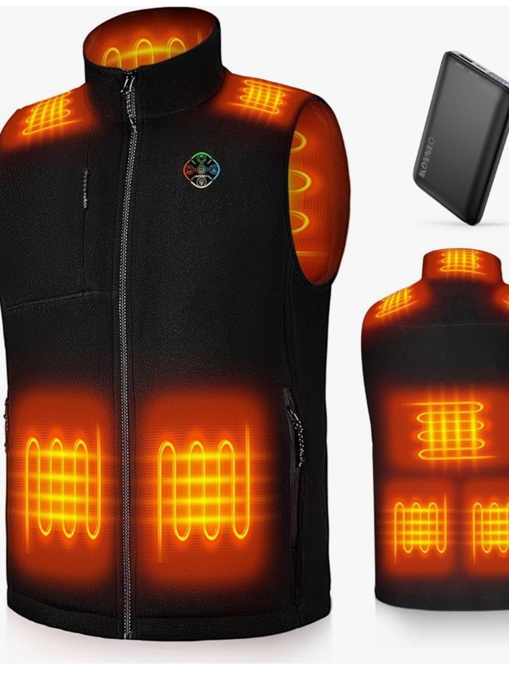 Black Heated Vest with Multiple Heating Zones Size XL